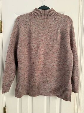 LOFT Heathered Pink Mock Neck Sweater with Flecks